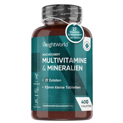 Multivitamin Tabletten - 400 Stück, Vegan mit 27 Zutaten - 13+ Monate Vorrat