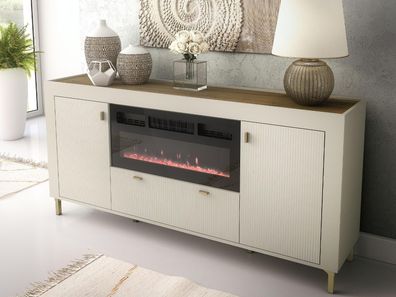 Kommode Mossa 2D1S MO07 mit Kamin Sideboard Schublade Kollektion Wohnzimmer