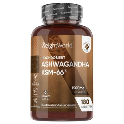 Ashwagandha KSM-66-1500mg Ashwagandha pro Tag - 6 Monate Vorrat mit 180 vegane Tablet