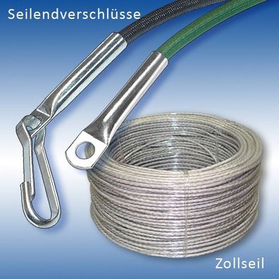 Zollseil TIR Ø 8 mm PVC Planenseil mit Stahldrahteinlage Seilendverschluss