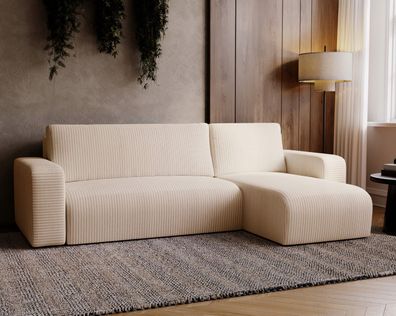 Ecksofa mit Schlaffunktion Slim CORD Bettkasten