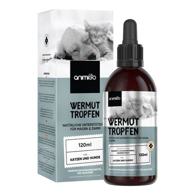 animigo Wurmkur Katzen & Hunde - 120ml Tropfen - 1+ Jahr Vorrat