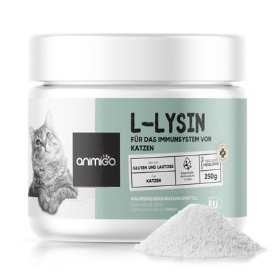 animigo L-Lysin für Katzen - 250g Pulver - Reine Aminosäure Powder - Für Katzenschnup