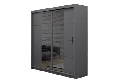 BETTSO Portico 203 Schiebeschrank mit zwei Türen und Spiegel in Graphit