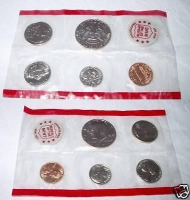 Kursmünzsatz mit 5 Münzen USA 1971 in TOP
