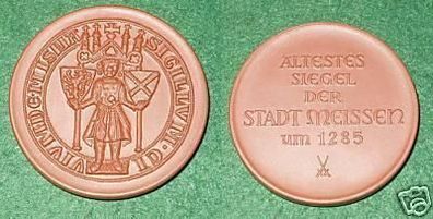 Medaille aus Porzellan ältestes Siegel der Stadt Meißen