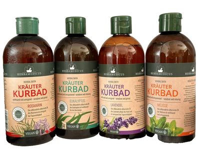 Set Herbamedicus Lavendel Rosmarin Melisse Eukalyptus Kräuter Kurbad 4x 500ml