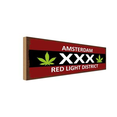 vianmo Holzschild 27x10cm Amsterdam XXX red light district Deko Geschenk