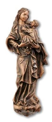 Madonna mit Kind aus Bronze Wandornament Relief Grabmal Grabstein Urnenwand