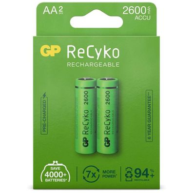 2x GP ReCyko AA-Akku NiMH 2600mAh Mignon LR06 LR6 1,2V AA Akku Accu Batterie