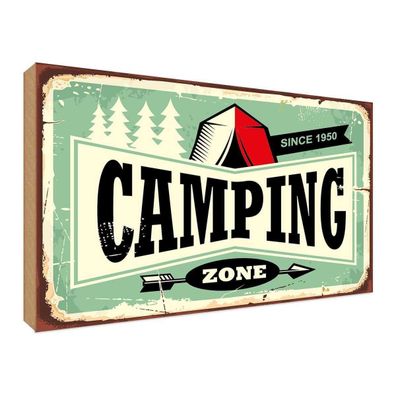 vianmo Holzschild 40x30cm Camping Zone Outdoor Abenteuer Deko Geschenk