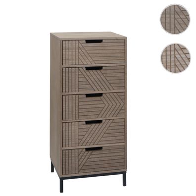 Kommode HWC-N90, Schrank Highboard , 3D-Design 5 Schubladen Holz Metall