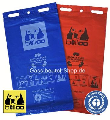 BELLOO Hundekotbeutel Recycling BLAU oder ROT umweltfreundlich - Made in Germany