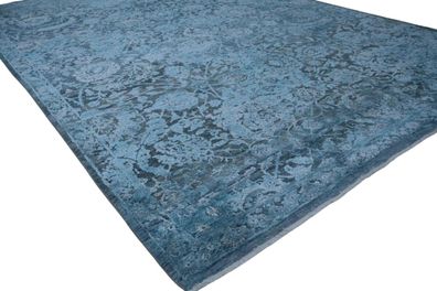 Edler Design Teppich Orient 200x300 cm 100% Wolle Handgeknüpft blautöne indigo