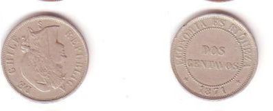 Dos Centavos Münze Chile 1871
