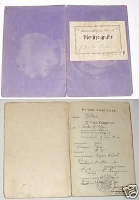 Dokument Norddeutscher Lloyd Dienst-Zeugnisse um1907/10