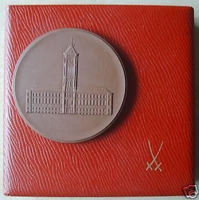 DDR Porzellan Medaille Berlin rotes Rathaus im Etui