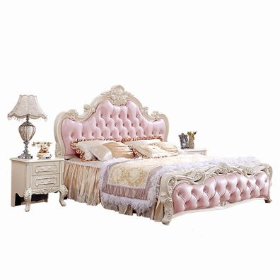Schlafzimmer Set Bett + 2x Nachttische Rosa Möbel Barock Rokoko Sofort