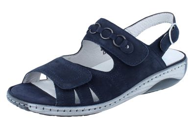 Waldläufer Garda Damen Sandale Sandalette blau marine Nubukleder