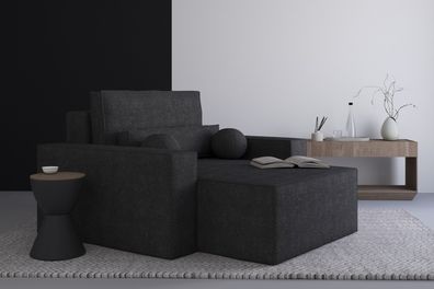 Chaiselongue Denver Schwarz, Chaiselongue aus Bouclé für Ihr Wohnzimmer, Liege
