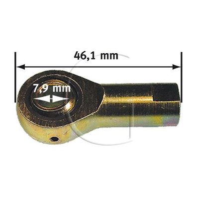 Kugelgelenke / L = 46,1 mm / Innengewinde = 3/8” - 24G = 9,52 mm / Ø Loch = 7,9 mm