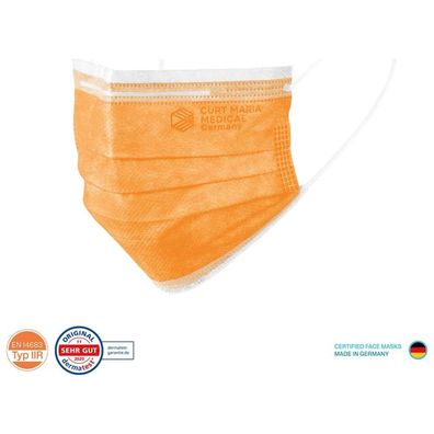 Curt Maria Medical Gesichtsmasken Typ IIR - Karton 20 x 50 Stéck, 3-lagig, orange