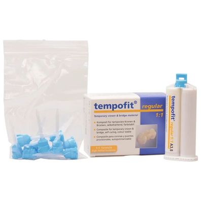 DETAX tempofit® regular 1:1 - Standardpackung 50 ml Doppelkartusche A3,5, 10 Mischkan