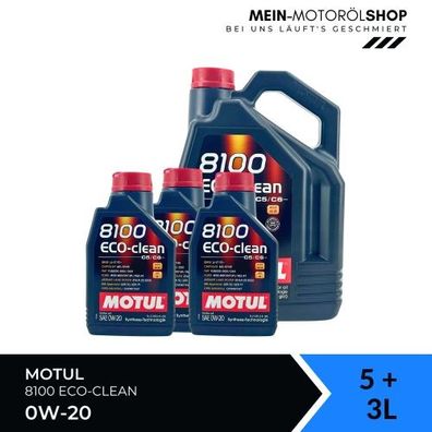 Motul 8100 Eco-clean 0W-20 5 + 3 Liter