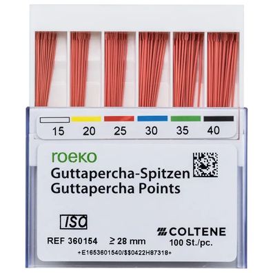 Coltene roeko Guttapercha Spitzen - Sortiment 100 Stück ISO 015-040