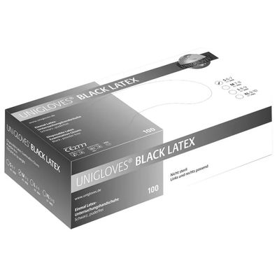 Unigloves BLACK LATEX - Packung 100 Stéck puderfrei, schwarz, S