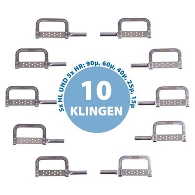 Tealth Dental Klingen Set diamantiert - 10 Klingen, einseitig beschichtet HL/HR, für