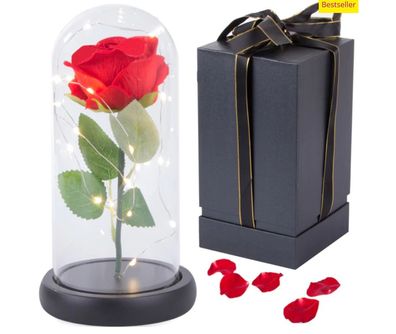 Ewige Rose in Glas-Geschenkbox mit LED-Licht Valentinstag