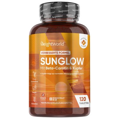 Sunglow Beta Carotin Komplex als Bräunungsbeschleuniger - 120 Tabletten - WeightWorld