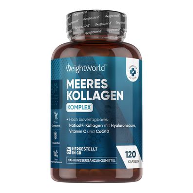 Kollagen Komplex - 1200mg Meereskollagen Hydrolysat 120 Collagen Hyaluronsäure Kapsel