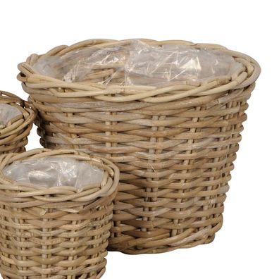 Pflanzkorb BASKET grau braun D32cm Rattankorb Kooboo Farmhouse Deko - GROSS