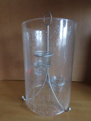 hohe Teelichthalter Glas mit drei Halterungen für Gläser mit Teelichtern ca.30cm H
