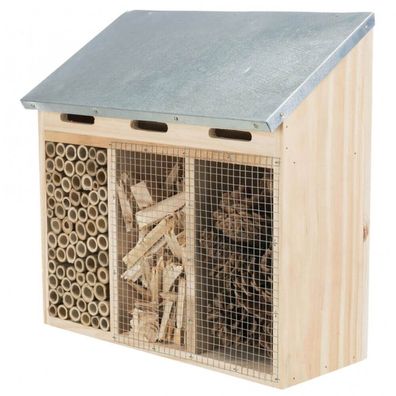 Trixie Insektenhotel Bienenhotel mit Vogelschutzgitter 30 × 30 × 14 cm