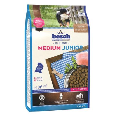 Bosch Welpenfutter Trockenfutter Aufzuchtfutter Medium Junior getreidefrei 3kg