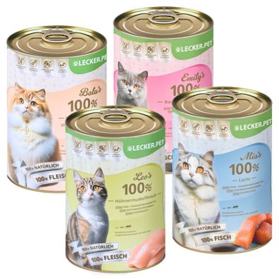 24 x 400 g Lecker. Pet® Balu’s, Emily's, Leo's & Mia's 100 % Fisch