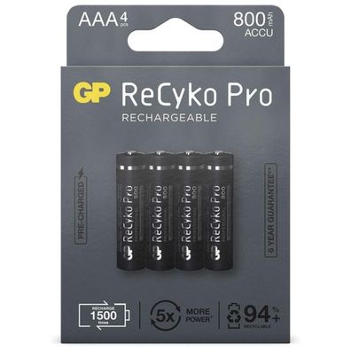 4x GP ReCyko Pro AAA-Akku NiMH 800mAh Micro LR03 LR3 1,2V AAA Akku Accu Batterie