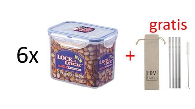 Lock & Lock 6er Set Frischhaltedosen HPL812 je 1,0 Liter + Gratis 4er Set EKM