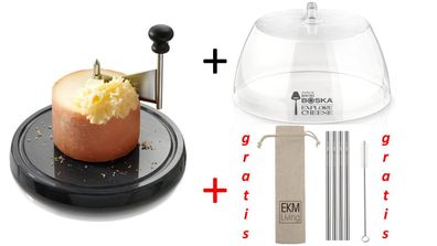 Boska Monaco Käseschaber Set Marmor mit Käseglocke + Gratis 4er Set EKM Living