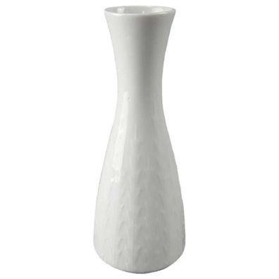 Tischvase Tirschenreuth Bavaria weiß Relief Blumenvase Porzellan H 20,5 cm