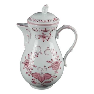 Kaffeekanne 1,25 L Tirschenreuth Unbekannte Formen Blumenmuster mit rosa Rand