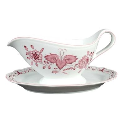 Sauciere Tirschenreuth Unbekannte Formen Blumenmuster mit rosa Rand