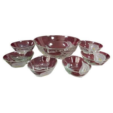 France Schüssel Glas Set 1 x große Schale 6 x kleine Schälchen 7 tlg