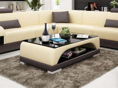 Ledertisch Couchtisch Glastisch Sofa Beistell Moderner Gepolsterte Tische Sofort