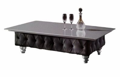 Designer Couchtisch Glastisch Tisch Chesterfield Leder Beistelltisch Sofort