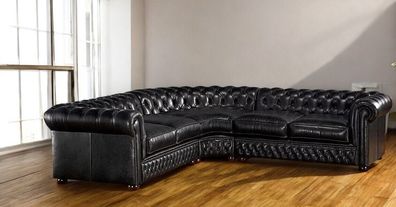 Chesterfield Ecksofa Sofa Couch Polster Eckgarnitur Ledersofa 100% Leder Sofort