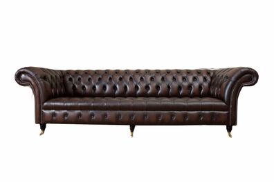 Chesterfield 4 Sitzer Leder Wohnzimmer Design Couchen Sofa 100% Leder Sofort